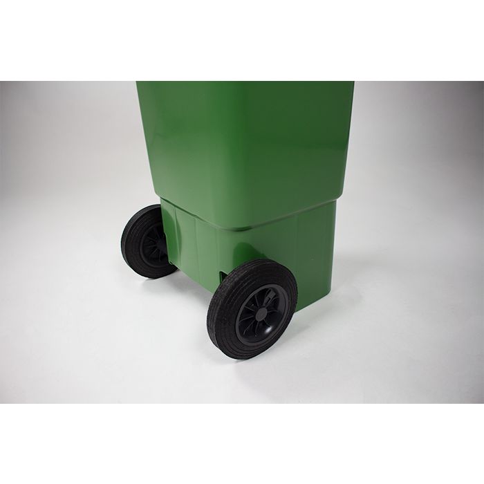 Conteneur poubelle mobile 2 roues - 80 litres prise frontale - couvercle  vert pas cher